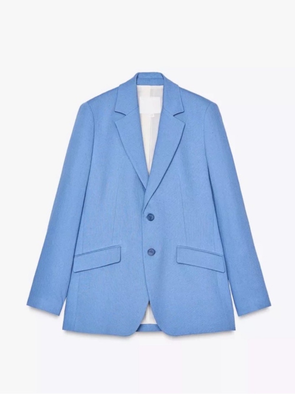 Zara Light Blue Linen Two-Button Women's Blazer